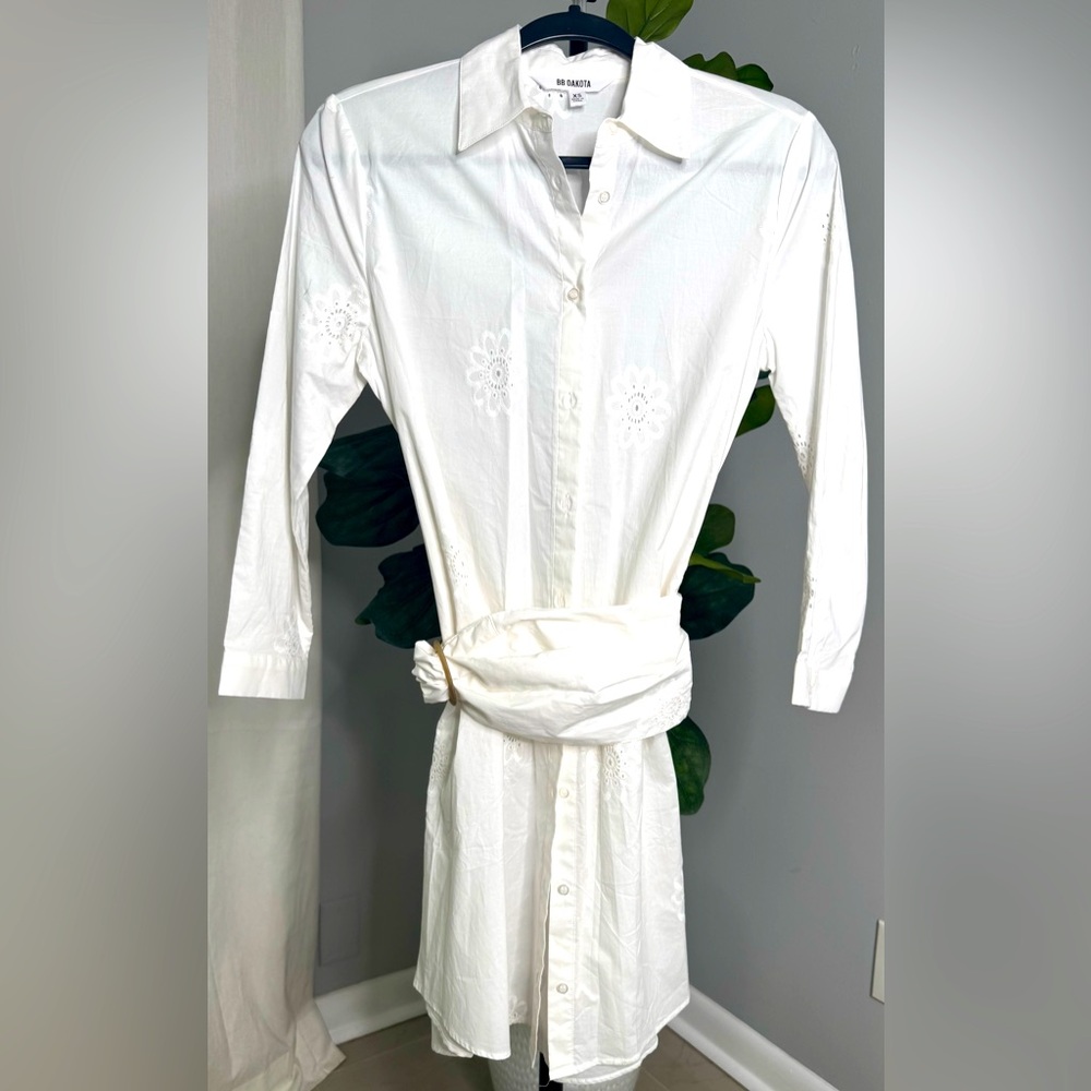 White Button-Up Shirt Dress